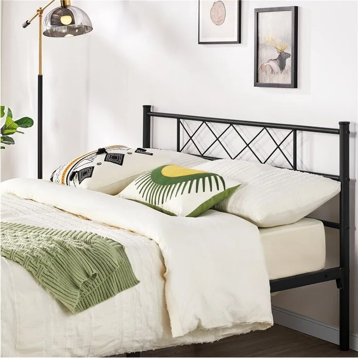 Yaheetech Bettgestell Metallbett mit Lattenrost, mit Kopfteil, 140x200cm