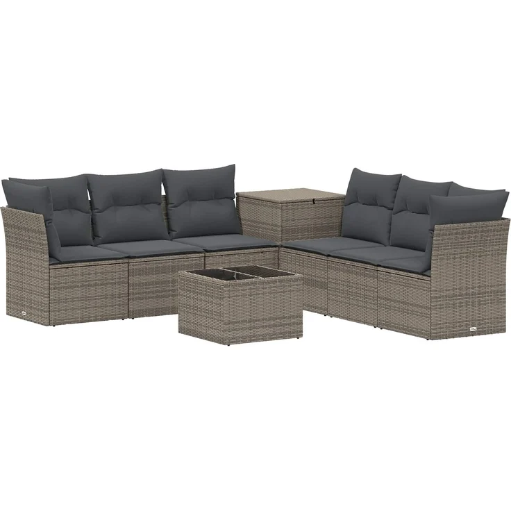 vidaXL Sofa Set 8 stk. Grau und Dunkelgrau Polyrattan und Stahl 3448276 – Bild 2