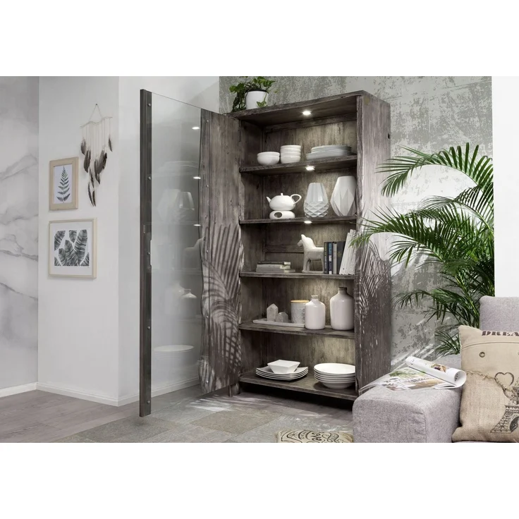 Vitrine Akazie 105x45x204 grau lackiert PURE ACACIA #911 – Bild 3