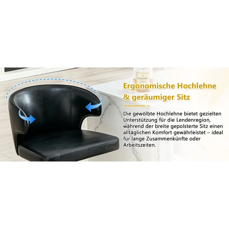 2er Set Barhocker mit Lehne Höhenverstellbar, 360° Drehbar Barstuhl mit großem Sockel & Fußstütze, Moderner Küchenhocker für Bar Küche Theke (Nur Stühle)--Schwarz--110x45x49.7cm--YOUDENOVA – Bild 8