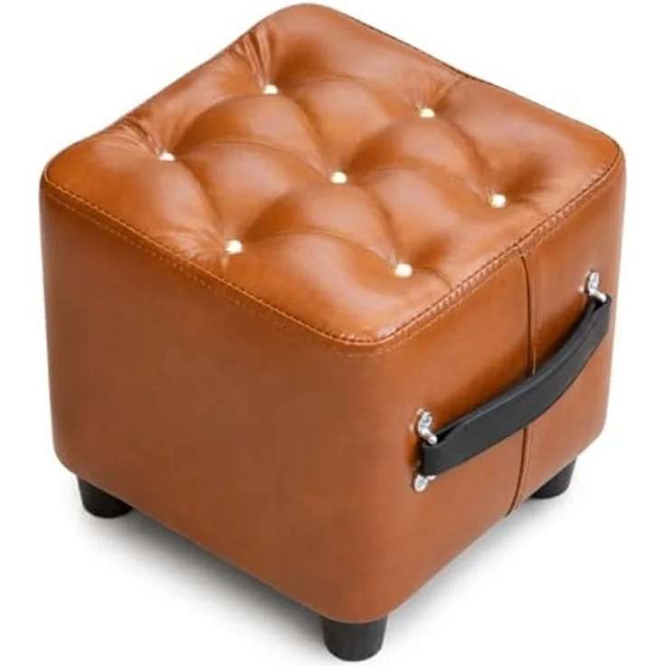 YaLiva_Decor® Hocker pflegeleicht und angenehmer Komfort, Kunstleder Braun, 28 x 28 x 28 cm – Bild 6