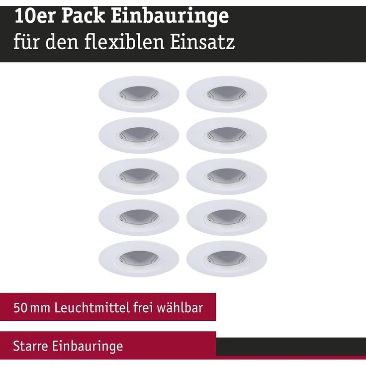 Paulmann 92118 Einbauleuchte rund 90mm 10er-Set Weiß starr – Bild 2