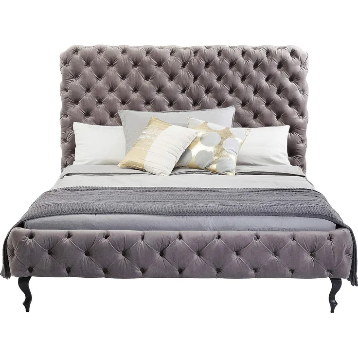 Bett Desire Velvet- Silbergrau hoch 180x200 cm