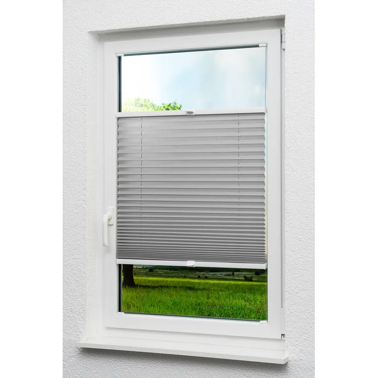 Lysel - Qualitätsplissee Crush zum Schrauben Steingrau - Qualitätsplissee in der Größe (BxH) 70cm * 130cm
