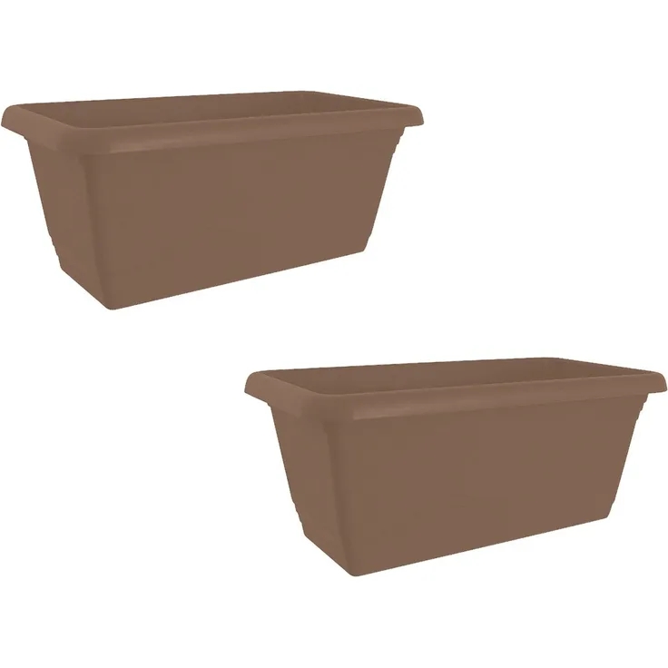HTI-Living 2er Set Taupe Blumenkasten mit Wasserspeicher 40 cm