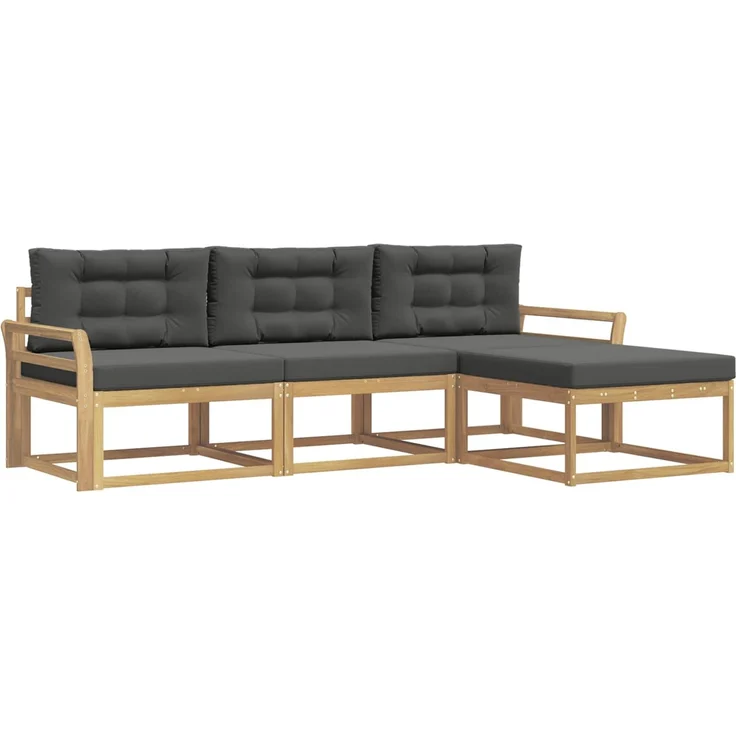 vidaXL Outdoor-Sofagarnitur 4 stk. Weiß und Anthrazit Polyester 3386271 – Bild 2