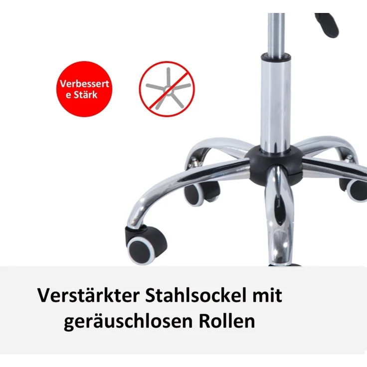 Faumrta Rollhocker Arbeitshocker Drehhocker Bürostuhl h?henverstellbar, PU+Metall, Schwarz, 50 x 54 x (66-78) cmFaux Leather50cm*54cm*78cmSchwarz – Bild 7