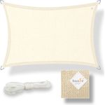 Sonnensegel HDPE Rechteck 3x4m Creme UV-Schutz Wetterfest Garten Terrasse Balkon