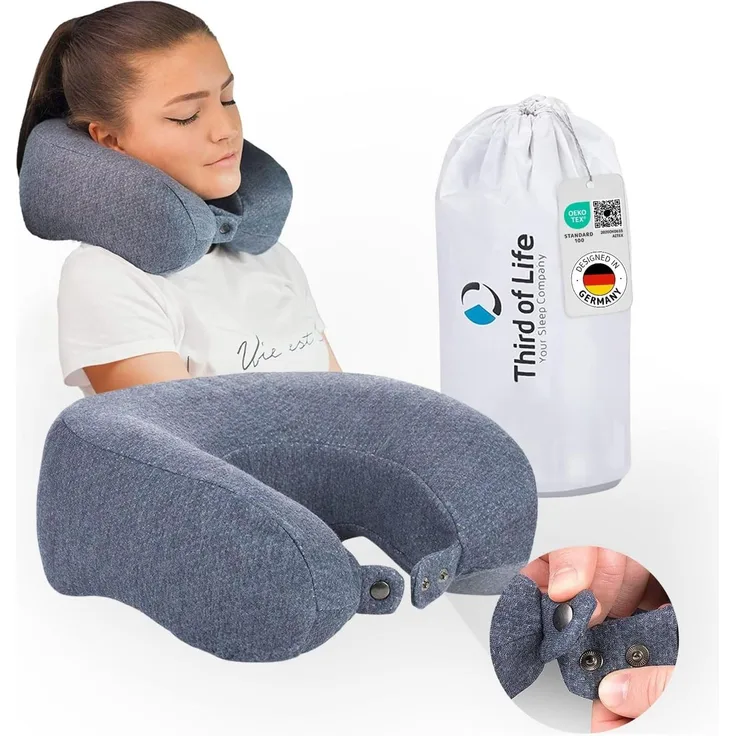 Nackenhörnchen ANDAR QuickDry aus Visco Schaum, ergonomisches Reisekissen, leicht zu transportieren