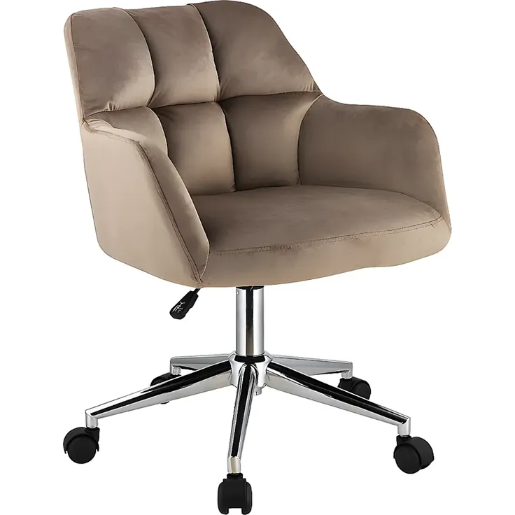 Vente-unique - PEGA Bürostuhl SamtStoff Beige - B 60 cm x H 86 cm76 cm x L 59 cm – Bild 4