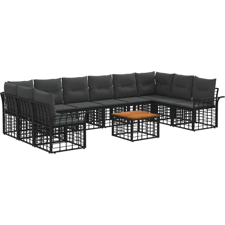 vidaXL Outdoor-Sofagarnitur 11 stk. 10-Sitzer Schwarz und Dunkelgrau 3437763 – Bild 2