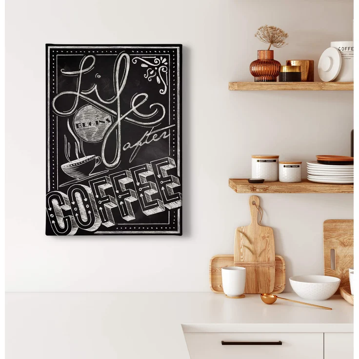 Leinwandbild Küche Schwarz Grau 50x70 DD123135 Keilrahmenbild Wandbild Leinwand – Bild 2