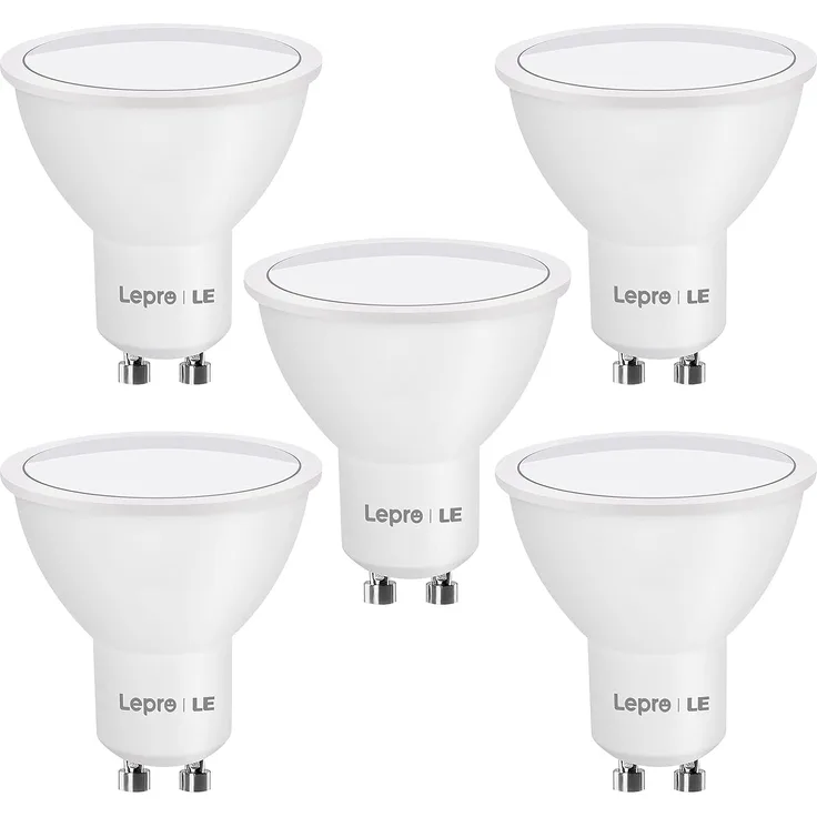 Lepro GU10 LED Kaltweiss 4W Lampe, 5000K Kaltweiß, 345 Lumen, 100° Abstrahlwinkel, Dimmbar Reflektorlampe, Energiesparendes LED Leuchtmittel für Wohnzimmer, Küche, Schlafzimmer, 5 Stück