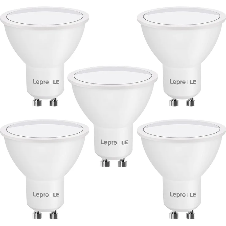 Lepro GU10 LED Kaltweiss 4W Lampe, 5000K Kaltweiß, 345 Lumen, 100° Abstrahlwinkel, Dimmbar Reflektorlampe, Energiesparendes LED Leuchtmittel für Wohnzimmer, Küche, Schlafzimmer, 5 Stück – Bild 1