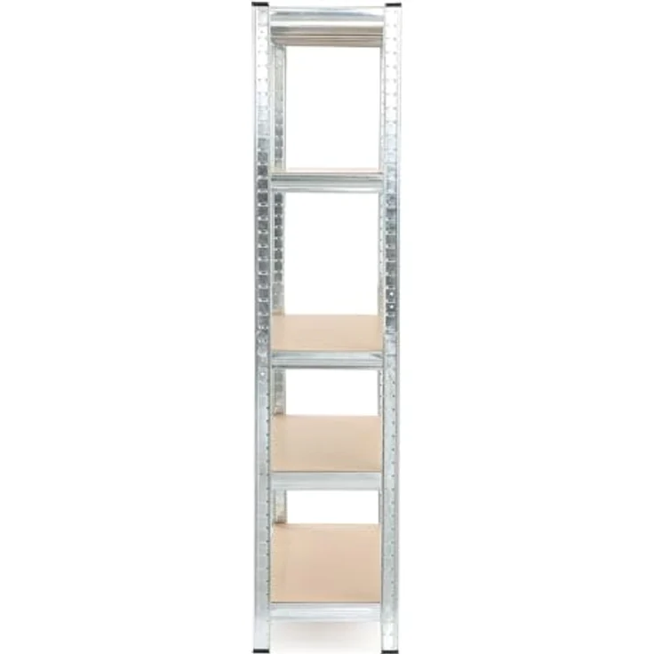 Wiltec Schwerlastregal 90 x 40 x 180 cm, Gesamtlast 875kg, Steckregal verzinkt aus Stahl, Lastenregal mit 5 Ablagen, Werkstattregal – Bild 8