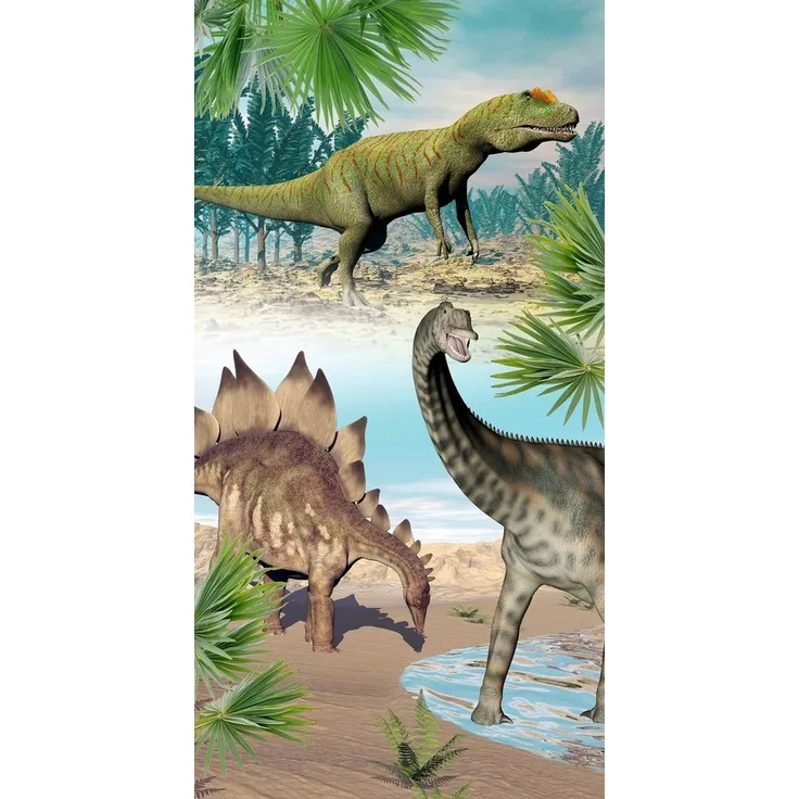 good morning 100% Polyvelours Strandtuch Liegetuch 75x150 cm Dino Multi