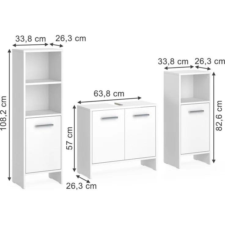 Badmöbel-Set Karli Weiß 3-teilig Vicco – Bild 2