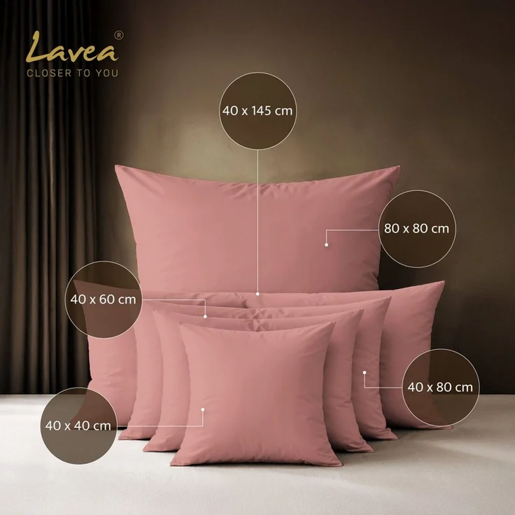 Lavea Kissenbezug 2er Set 100% Baumwolle flauschig, Jasmin, Kissenhülle, Kissenbezüge, (2 Stück), pflegeleicht, langlebige Qualität, mit Reißverschluss – Bild 1