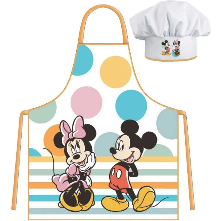 Disney Kochschürze Set Mickey & Minnie Streifen, Punkte, (2-tlg, Schürze, Kochmütze), Mickey & Minnie – Bild 3