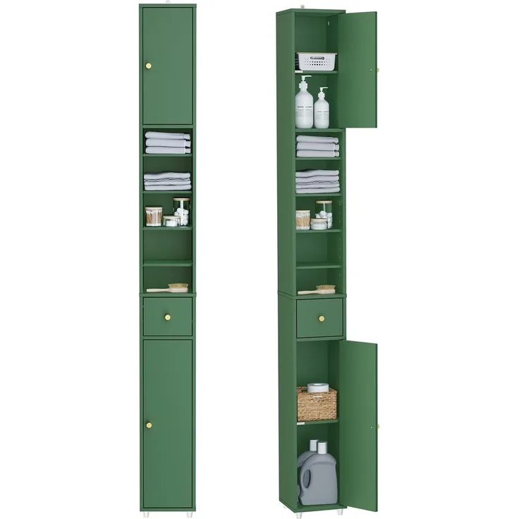SoBuy Hochschrank BZR34 Badezimmerschrank mit 5 Fächern Badschrank Badregal