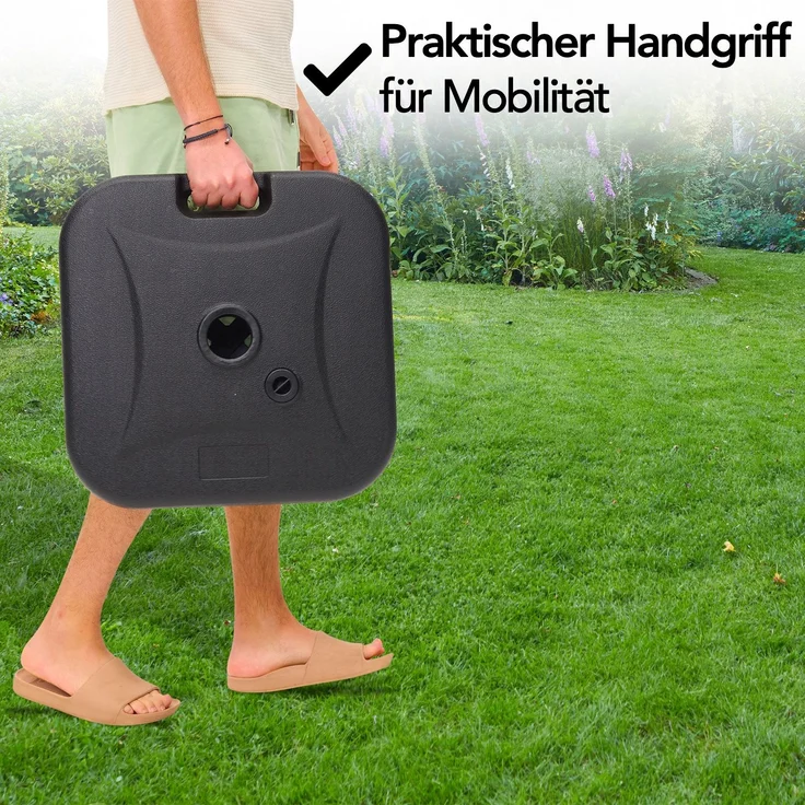 Brixy Sonnenschirmständer - Befüllbar - 40KG - Kompakt und Stabil - Sonnenschirmhalter - Kunststoff - Anthrazit – Bild 3