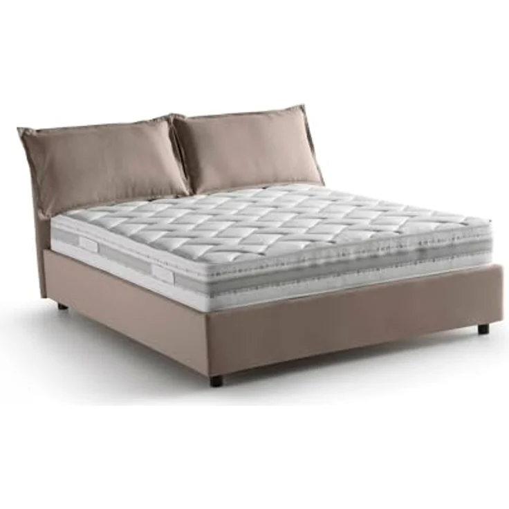 Talamo Italia - Doppelbett Denise, Bettkasten mit Stoffbezug, 100 % Made in Italy, Öffnung vorne, inklusive Matratze 160 x 190 cm, Taupe – Bild 3