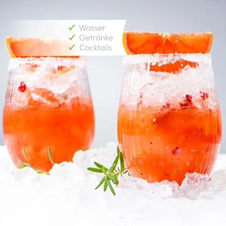 KONZEPT Gläser-Set Geriffelte Glas 500 ml, Trinkgläser, Wassergläser spülmaschinenfest, 4-tlg, Gläser mit ihrer abgerundeten Form – Bild 6