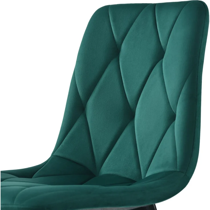 Samt Polsterstuhl 4er-Set mit Rückenlehne, Fischgräten-Design & Metallbeinen, moderner Esszimmerstuhl,Grün – Bild 9