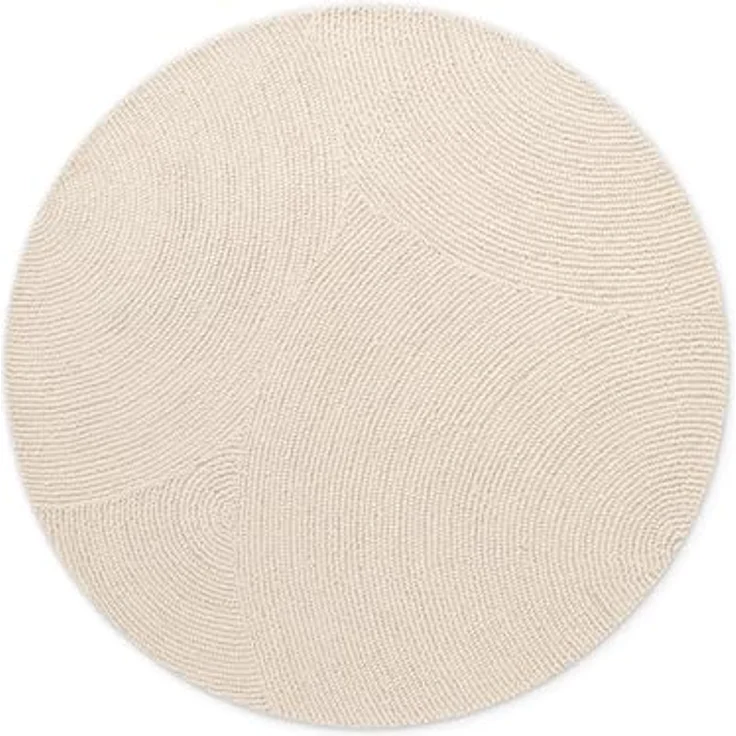 XXXL Wollteppich Eleni, Rund, Creme, Handgetuftet, Pflegeleicht, Für Fußbodenheizung Geeignet, 150 cm Durchmesser – Bild 11