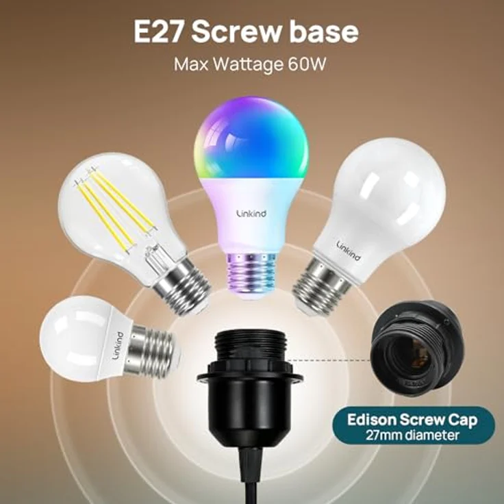 Linkind Lampenaufhängung E27 mit Schraubring, 100cm Textilkabel Höhenverstellbar, Lampenschirm frei wählbar Pendelleuchte mit E27 Fassung, Lampenhalterung ideal für Deckenlampe Wohnzimmer, Schwarz – Bild 5