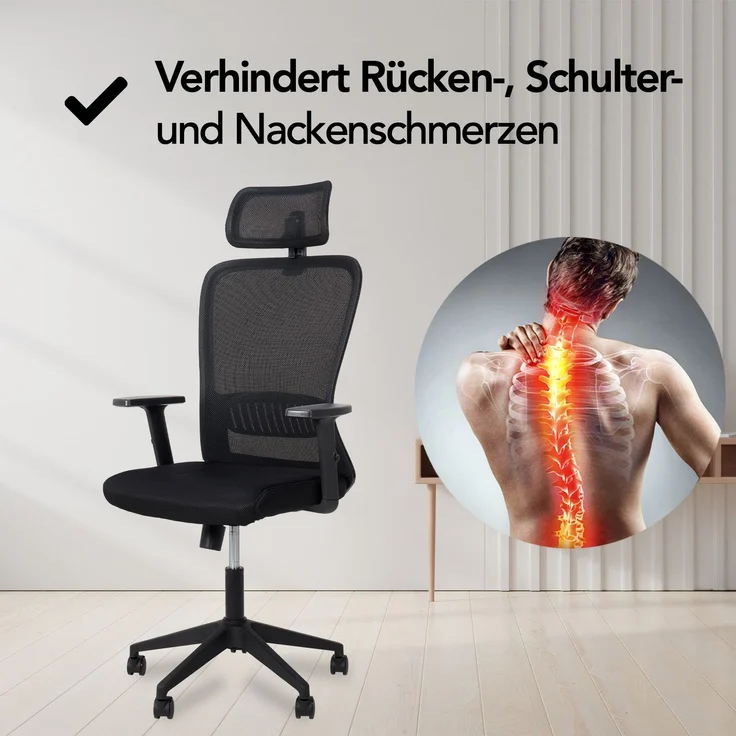 Brixy Ergonomischer Bürostuhl - Bürostühle Für Erwachsene - Voll verstellbar - Office Office Chair - Schwarz – Bild 3