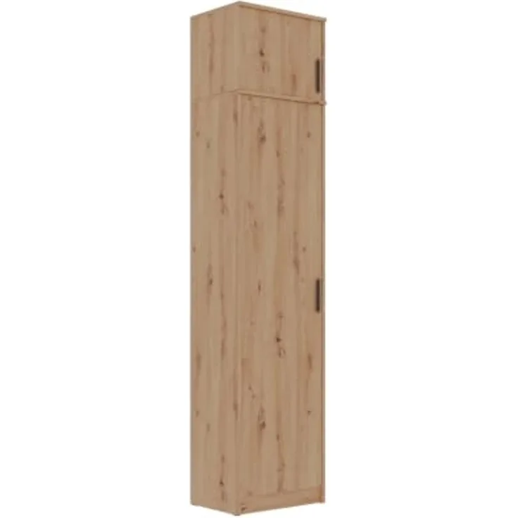 Marmex Möbel Grant 20/14A Kleiderschrank mit Aufsatz, hoher Schrank mit Regalen für Kleidung und Kleiderstange, laminierte Spanplatte, artisan Eiche, 52 x 235 x 40 cm