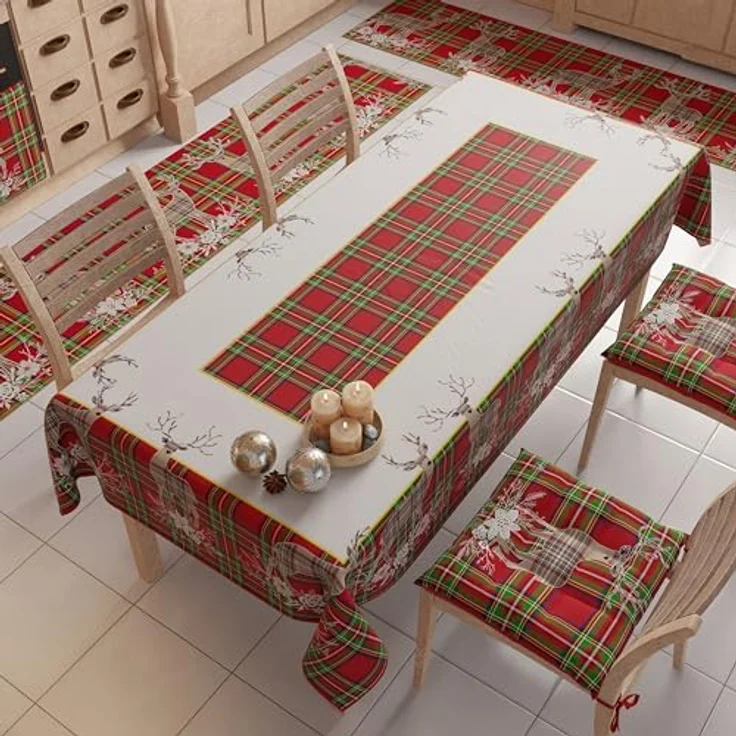 PETTI Artigiani Italiani - Weihnachts-Küchenläufer, Rutschfester und waschbarer Weihnachts-Küchenteppich, 52x480 cm, beigefarbener Rentier-Weihnachtsteppich, Made in Italy – Bild 4