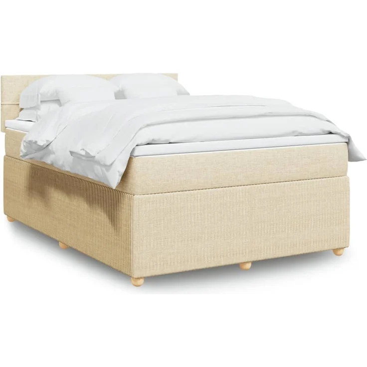 vidaXL Boxspringbett mit Matratze Creme 140x200 cm Stoff 3289784 – Bild 1