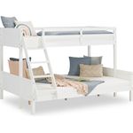 Homestyle4u Kinderbett Etagenbett 90x200 und 140x200 Jugendbett Hochbett Weiß, lackiert, massives Kiefernholz