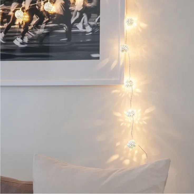 Lights4fun LED-Lichterkette 16er LED Lichterkette Marokkanische Kugeln silber 24V