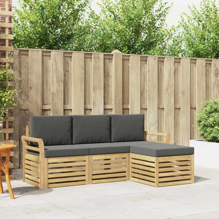 vidaXL Outdoor-Sofagarnitur 4 stk. 4-Sitzer Weiß und Anthrazit 3391637 – Bild 1
