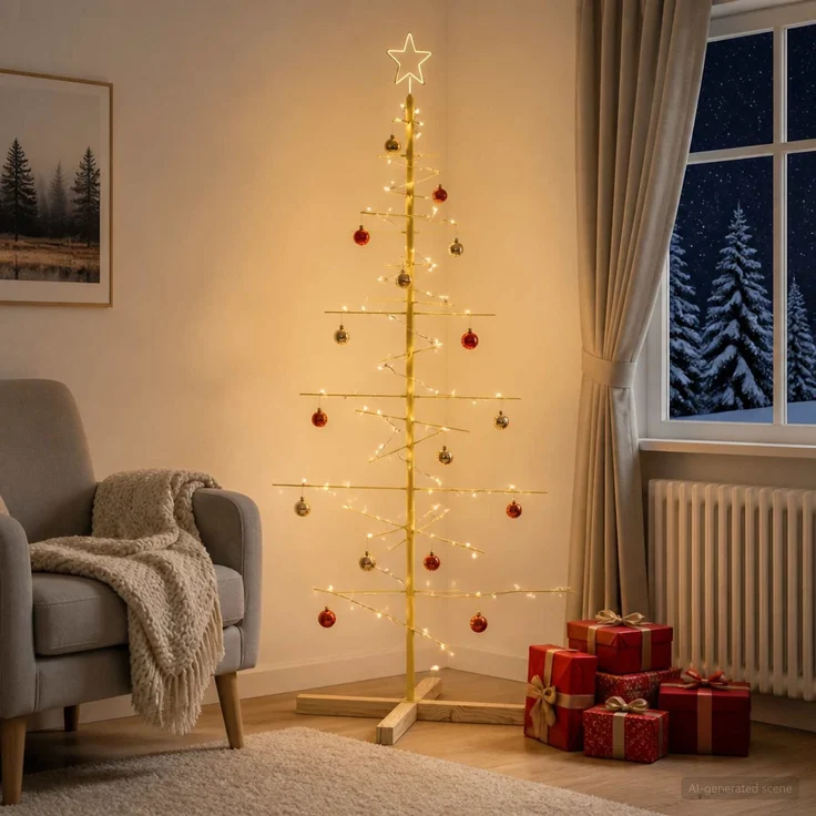 vidaXL Metall Weihnachtsbaum KUOPIO 150 cm Stahl Gold 42053869 – Bild 3