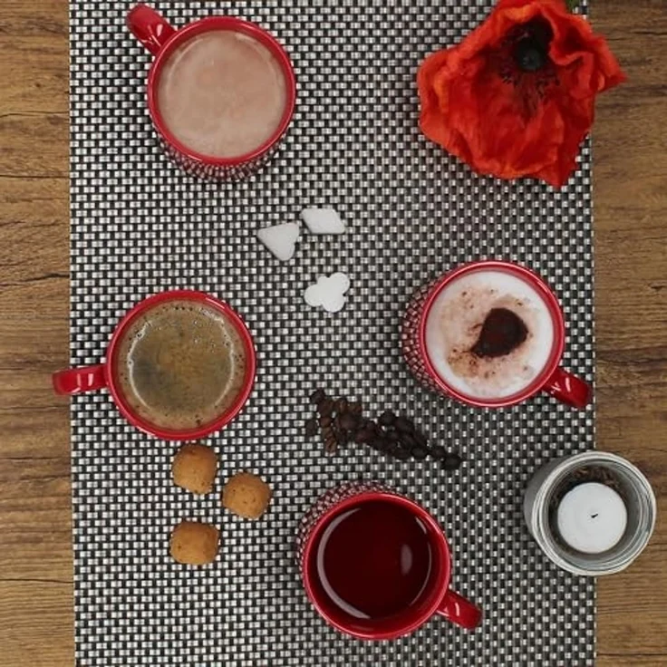 MamboCat Becher 6er Set Event Kaffeebecher 250ml rot Porzellan-Tassen stapelbar, Porzellan – Bild 3