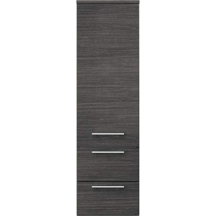 Hochschrank 120 cm anthrazit gemasert mit Glaseinlagen : Anthrazit gemasert – Bild 3