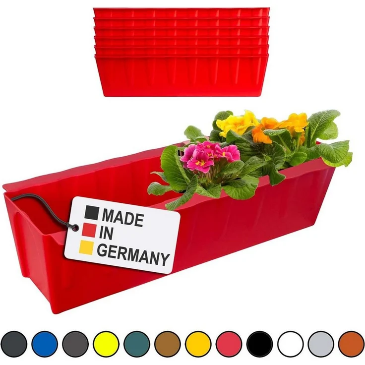 BURI Blumenkasten Blumenkasten Europaletten 6er-Set Rot Pflanzkasten Balkonkasten – Bild 1