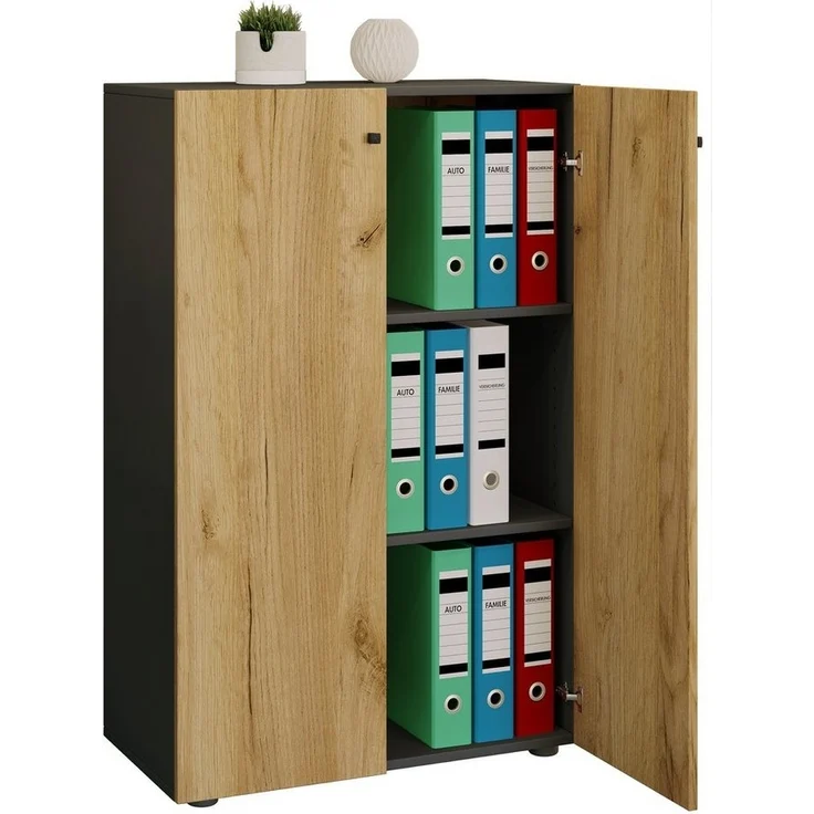 VCM Büroschrank Lona 919580 Anthrazit / Honig-Eiche B. 70 x H. 111 x T. 38 cm – Bild 2
