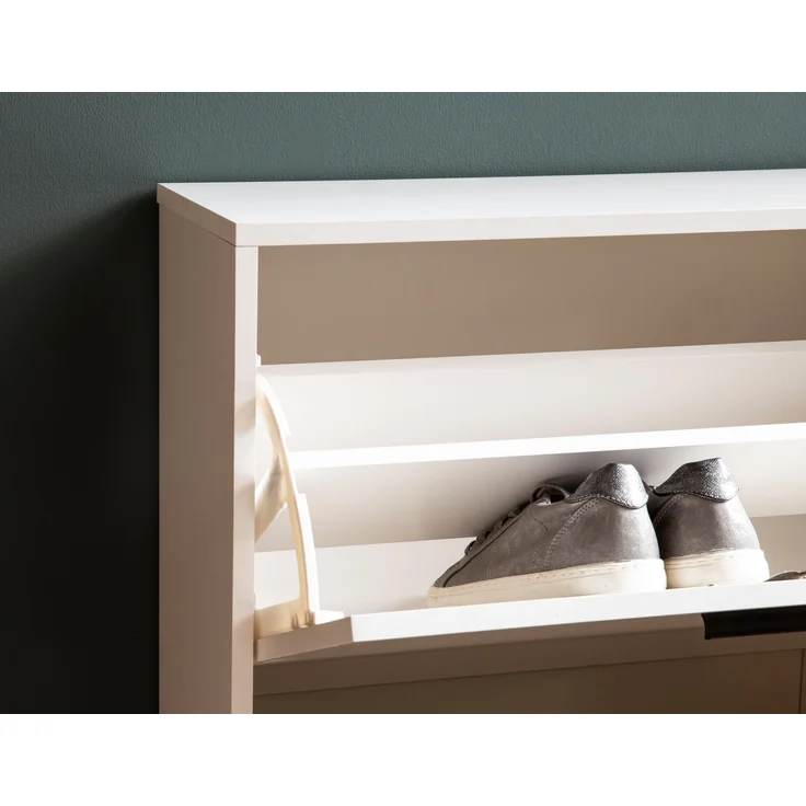 FINEBUY Schuhschrank FB102880 (Schuhkipper Weiß 90 x 120 x 24 cm Geschlossen) Schuhregal Flurschrank mit Ablage, Flurkommode – Bild 5