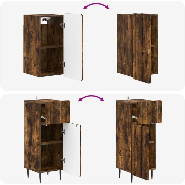 vidaXL 3-teiliges Badezimmer-Schranksystem ZWOLLE Raucheiche 3417761 – Bild 8