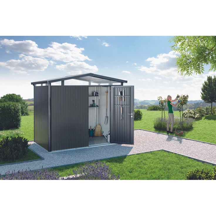 Biohort Gerätehaus Panorama, P2: 273 x 198 x 227 (b x t xh) cm, quarzgrau-metallic – Bild 2
