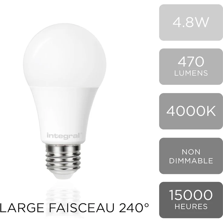 Integral LED GLS E27 Nicht dimmbare Milchglas Glühlampe mit Dämmerungssensor | LED Glühbirne e27 | Cool White 4000K, 470lm, 4.8W (entspricht 40W) Energieeffizient für Veranda, Garage, Garten – Bild 6