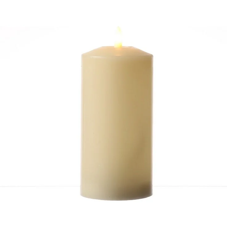 MARELIDA LED-Kerze Stumpenkerze Echtwachs flackernd H: 17,5cm D: 7,5cm Timer creme, LED Classic, warmweiß (2100K bis 3000K) – Bild 2
