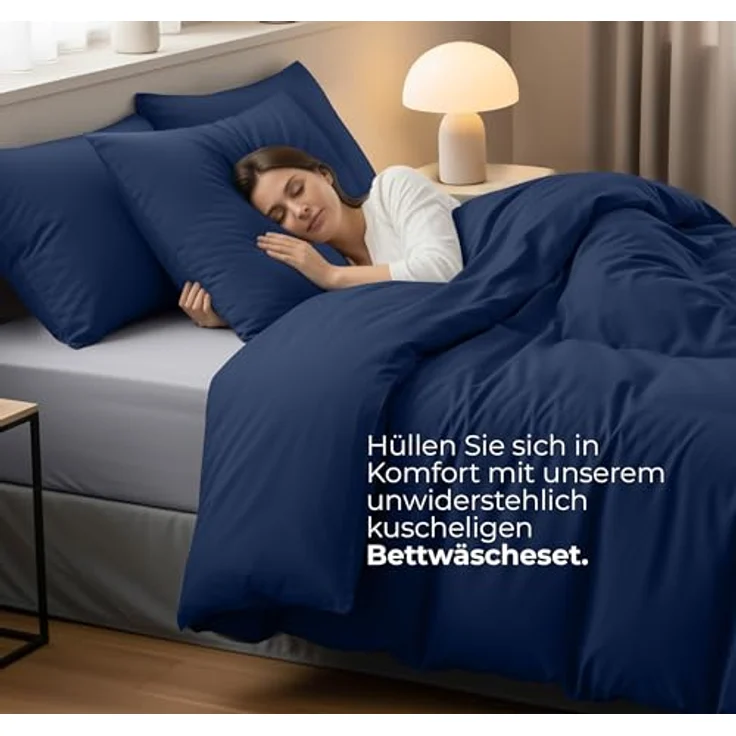 Utopia Bedding Bettwäsche 135x200 Set - Mikrofaser Bettbezug 135x200 cm + 1 Kissenbezug 80x80 cm -Blu Navy – Bild 3