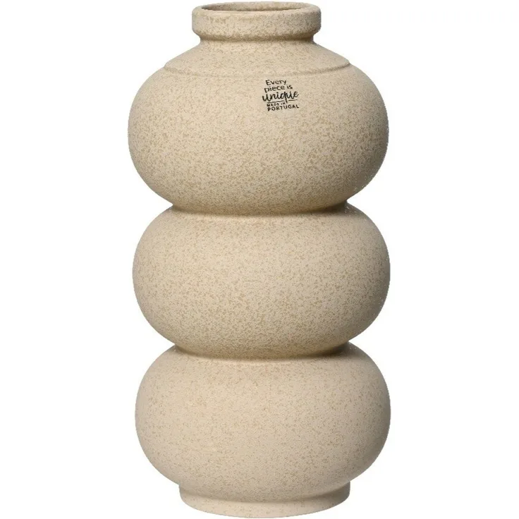 Decoris Vase, Steingut beige, 15.50x30 cm, handgearbeitet
