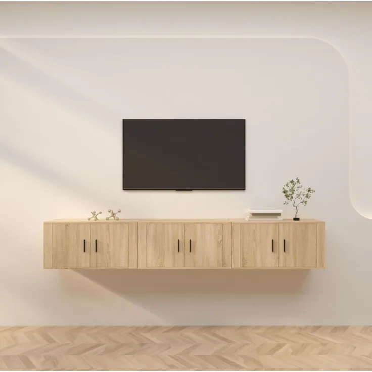 vidaXL TV-Wandschränke 3 Stk. Sonoma-Eiche 80x34,5x40 cm 3188361